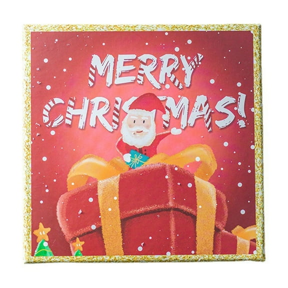 Beautynvta Christmas Gift Box with Lid, Merry Christmas Santa Claus Pattern Xmas Empty Gift Box, Box for Gift, Red Gift Box for Holidday, Christmas, Celebration, Birthday, Wedding