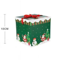 Beautynvta Christmas Gift Box with Lid, Stackable Christmas Themed Pattern Gift Box with Red Ribbon Bow, Christmas Tree Gift Box Display Window Scene Decorations, 10cm
