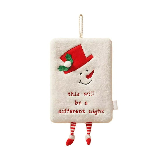 Beautynvta Christmas Hand Towel, Thicken Coral Fleece Hanging Hand Towel, Santa Claus Reindeer Snowman Hand Towel for Kitchen & Bathroom Fast Drying Cleaning Towel, 8.7''x7''
