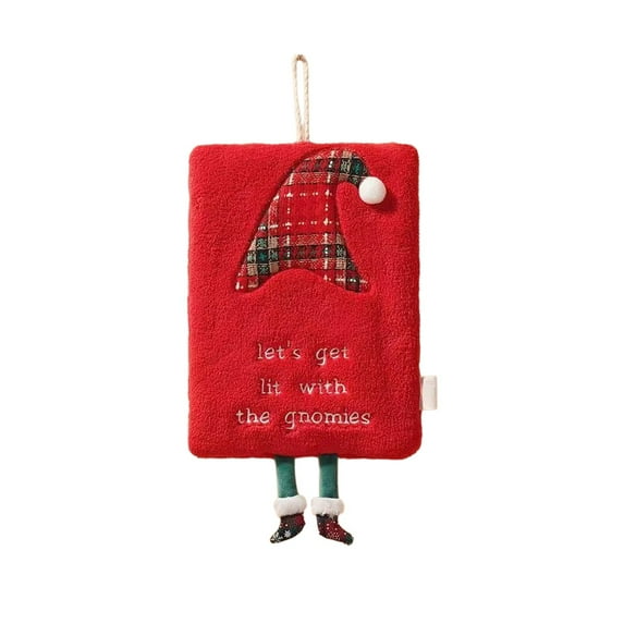 Beautynvta Christmas Hand Towel, Thicken Coral Fleece Hanging Hand Towel, Santa Claus Reindeer Snowman Hand Towel for Kitchen & Bathroom Fast Drying Cleaning Towel, 8.7''x7''