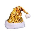 thumbnail image 1 of Beautynvta Christmas Hat, Red Sequin Plush Santa Hat for Adults, Glitter Sparkly Santa Hat, Unisex Velvet Comfortable Xmas Hat for Xmas Holiday Party Supplies, Yellow, 1 of 8