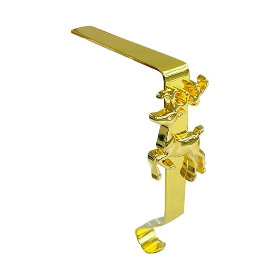 Beautynvta Christmas Hooks, Gold Reindeer Decorative Holiday Hooks, Christmas Stocking Holders Xmas Mantel Stocking Clips Fireplace Hang Hook for Christmas Party Decoration