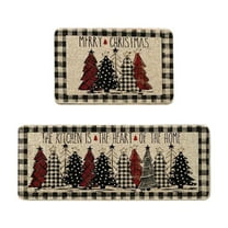 Beautynvta Christmas Kitchen Mats Set of 2, Xmas Kitchen Rugs, Christmas Tree and Snowman Design, Non-Slip Floor Mats for Kitchen, Entryway Christmas Decor, 16x24 16x48 Inch