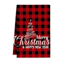 Beautynvta Christmas Kitchen Towels, Red Black Plaid Xmas Tree Printed Hand Towel, Soft Absorbent Quick Drying Dish Towel Tea Towel for Winter Kitchen Decor, 17.7x25.9 Inch