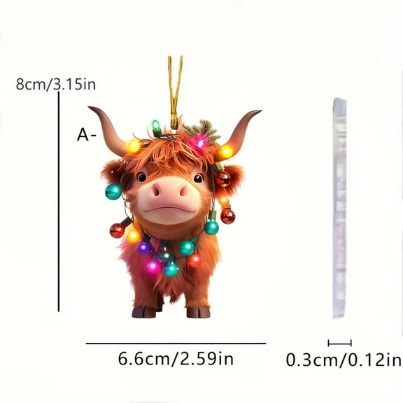 Beautynvta Christmas Ornaments, Animal Hanging Decor, Cute Acrylic Cartoon Christmas Cow Pendant Christmas Tree Hanging Ornaments for Home Decor Car Backpack