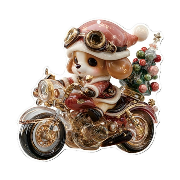 Beautynvta Christmas Ornaments, Cute Christmas Dog Riding Motorcycle Christmas Tree Decorations, Acrylic Pendant, Personalized Christmas Hanging Ornaments, Xmas Gifts
