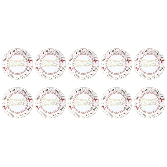 Beautynvta Christmas Party Tableware Set, 7'' Disposable Party Paper Plates, Merry Christmas Dinner Plates for Xmas Holiday Birthday Party Table Decor, Serve 10