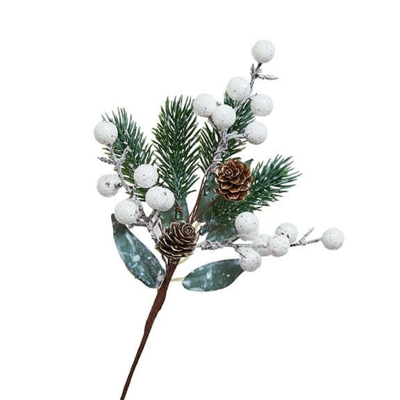 Beautynvta Christmas Pine Needle Branches, Artificial Pine Picks Christmas Faux Pine Greenery Stems with Pinecone Berry for Christmas Tree Wreath Garland DIY Crafts Home Decor