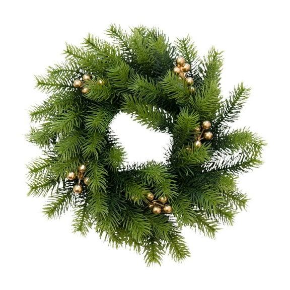 Beautynvta Christmas Pines Needle Wreath, 13.7'' Artificial Norfolk Pine Wreath, Faux Green Fake Pine Needles Wreath for Front Door, Wall, Windows, Home, Outdoor, Xmas Decor