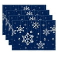 thumbnail image 1 of Beautynvta Christmas Placemat Set of 4, Snowflake Printed Table Mat, Winter Linen Christmas Table Mats for Party Kitchen Dining Decoration, 12x18 Inch, 1 of 8