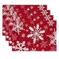 thumbnail image 1 of Beautynvta Christmas Placemat Set of 4, Snowflake Printed Table Mat, Winter Linen Christmas Table Mats for Party Kitchen Dining Decoration, 12x18 Inch, 1 of 8