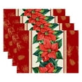 thumbnail image 1 of Beautynvta Christmas Placemats Set of 4, Red Christmas Poinsettia Flower Printed Table Mat, Winter Linen Christmas Table Mats for Party Kitchen Dining Decoration, 12x18 Inch, 1 of 8