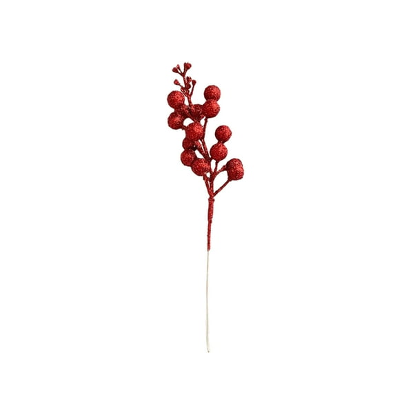 Beautynvta Christmas Red Glitter Berries Stems for Christmas Tree Decoration, 8.6'' Artificial Christmas Berry Picks for DIY Crafts Wreath Garland Xmas Tree Topper Decor