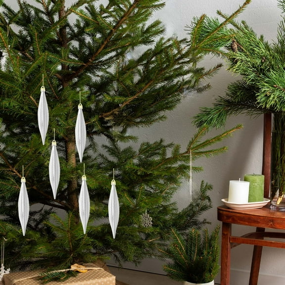 Beautynvta Christmas Satin Ball Ornaments Set of 6, Christmas Tree Decorations, Shatterproof Plastic Christmas Balls Hanging Ornaments for Xmas Holiday Party Decor, Gray