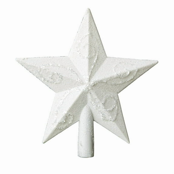 Beautynvta Christmas Star Tree Topper, 7.87'' White Glitter Plastic Pentagram Treetop Topper Decor for Indoor Office New Year Holiday Christmas Tree Decorations