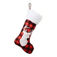 thumbnail image 1 of Beautynvta Christmas Stockings, 18.5'' Red Black Buffalo Plaid Plush Christmas Stockings with Reindeer Pattern, Xmas Gift Stockings, Personalized Hanging Stockings for Fireplace Decor, 1 of 6