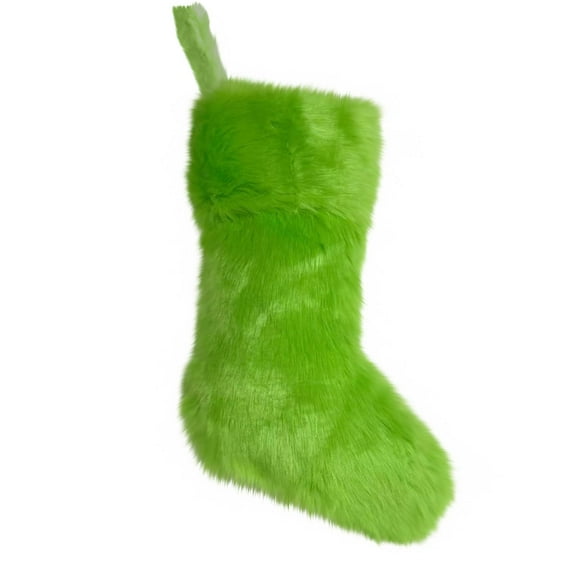 Beautynvta Christmas Stockings, 20'' Soft Plush Faux Fur Christmas Stockings Hanging Ornaments Candy Gift Bags for Family Holiday Decoration and Xmas Tree Fireplace Decor, Green