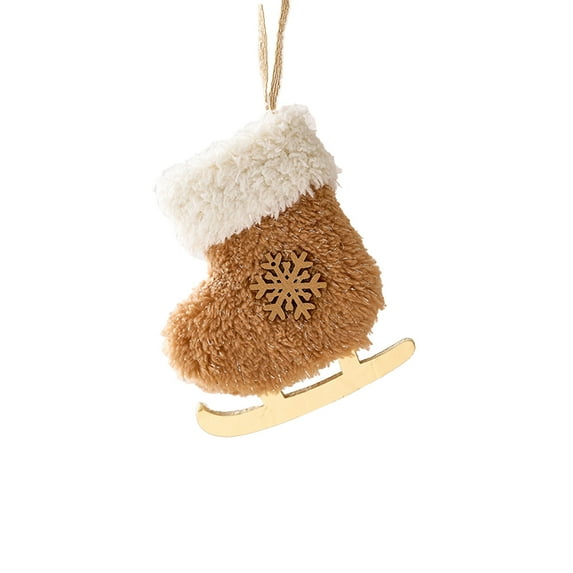 Beautynvta Christmas Stockings Ornament, Small Plush Ice Skates Pendants Christmas Tree Decoration, Xmas Tree Hanging Ornament, for Home Wall Window Tree Party Decor