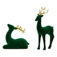 thumbnail image 1 of Beautynvta Christmas Table Decorations, 2 Pcs Green Velvet Flocked Reindeer Statue, Standing & Lying Design, Christmas Deer Decoration for Tabletop Mantle Winter Holiday Decor, 1 of 7