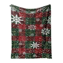 Beautynvta Christmas Throw Blanket, Buffalo Check Plaid Soft Flannel Blanket, White Snowflake Reindeer Printed Christmas Blanket for Chair Sofa Couch Bed Camping, 29.5''x39.4''