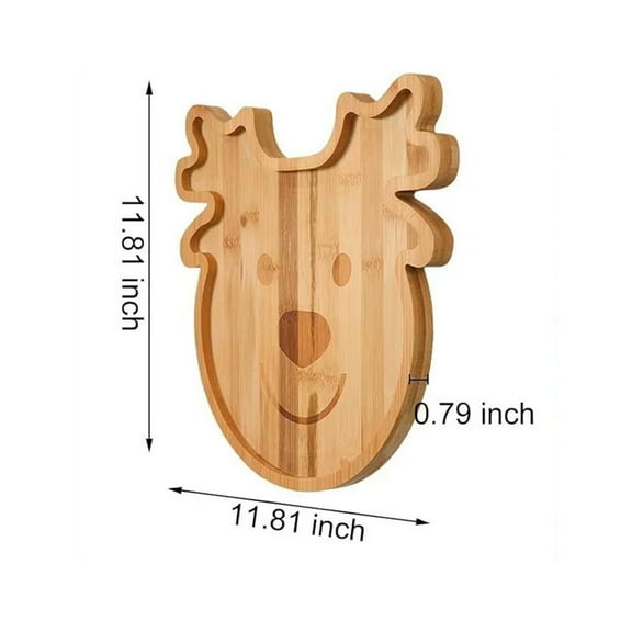 Beautynvta Christmas Tray, Wooden Serving Tray, Reindeer Shaped Xmas Platter, Cheese Charcuterie Board for Christmas Holiday Gathering and Festive Decor