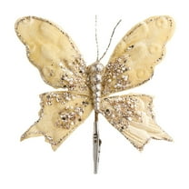 Beautynvta Christmas Tree Decoration, 6.7'' Glitter Butterfly Accessories with Clip, Artificial Butterfly Ornaments Hanging Decorations for for Holiday Crafts Christmas Tree