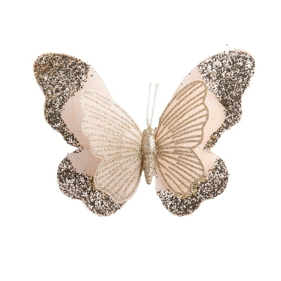 Beautynvta Christmas Tree Decoration, 6.7'' Glitter Butterfly Accessories with Clip, Artificial Butterfly Ornaments Hanging Decorations for for Holiday Crafts Christmas Tree