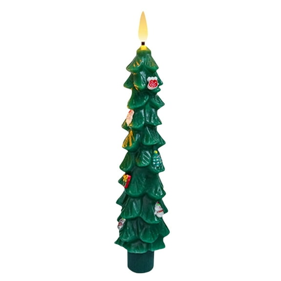 Beautynvta Christmas Tree Flameless Taper Candles with Remote Timer, Christmas LED Taper Candles with 3D Flame, Christmas LED Candlesticks for Xmas Holiday Decoration, 7.36''