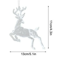 Beautynvta Christmas Tree Ornament, Transparent Acrylic Christmas Tree Reindeer Snowflake Decoration Pendant, Small Pendant Hanging Ornament for Xmas Tree Holiday Decor