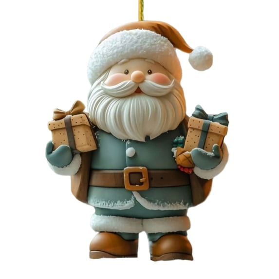 Beautynvta Christmas Tree Ornaments, 3.15'' Blue Acrylic Flat Santa Claus Pendant with Rope, Hanging Ornaments Christmas Decor Holiday Party Gifts