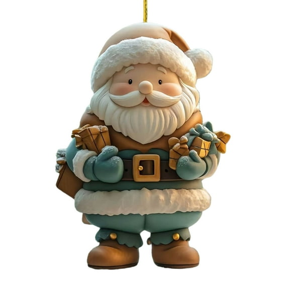 Beautynvta Christmas Tree Ornaments, 3.15'' Blue Acrylic Flat Santa Claus Pendant with Rope, Hanging Ornaments Christmas Decor Holiday Party Gifts