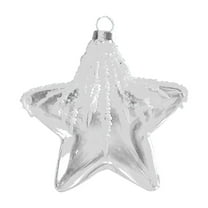 Beautynvta Christmas Tree Ornaments Decorations, 3.54'' Clear Glitter Painted Christmas Ball Star Hanging Pendants, Xmas Glass Hanging Ornament for Holiday Party Wedding Decor