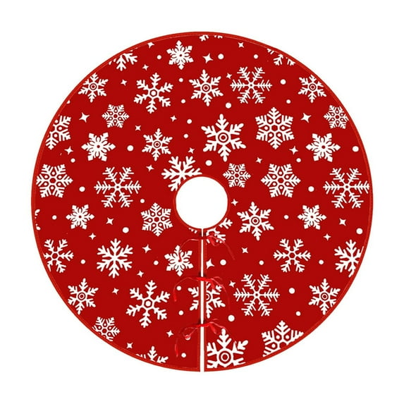 Beautynvta Christmas Tree Skirt, 27.5'' Winter Red Xmas Tree Skirt Mat with White Snowflakes Pattern, Rustic Xmas Tree Skirts for Xmas Holiday Party Indoor Outdoor Decoration
