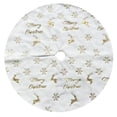 thumbnail image 1 of Beautynvta Christmas Tree Skirt, 30.7'' White Plush Christmas Tree Skirt Mat with Gold Sequin Reindeer Snowflake Merry Christmas, for Xmas Tree Holiday Party Decorations, 1 of 6