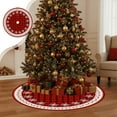 thumbnail image 1 of Beautynvta Christmas Tree Skirt, 35.4'' Red White Snowflake Reindeer Plaid Painted Tree Skirt, Winter Xmas Tree Mat Decorations for Home Party Holiday Decorations, 1 of 6