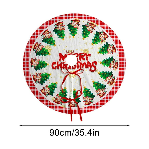 Beautynvta Christmas Tree Skirt Decoration, 35.4'' Santa Claus Christmas Tree Pattern Fabric Tree Skirt, Xmas Tree Mat for Christmas Home Holiday Party Decor