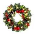 thumbnail image 1 of Beautynvta Christmas Wreath with LED Lights, 7.87'' Artificial Pine Needles Hanging Wreath with Red Balls, Red Berries and Pinecones, for Front Door Wall Home Holiday Xmas Decor, 1 of 9