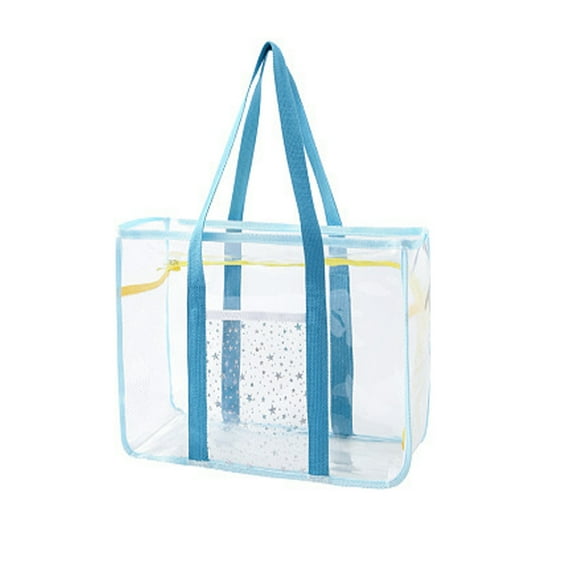 Beautynvta Clear Beach Bag for Women, Large Clear Tote Bag Travel Bag Storage Bag Swimming Bag Outdoor Beach Bag, Waterproof, Sandproof, Blue