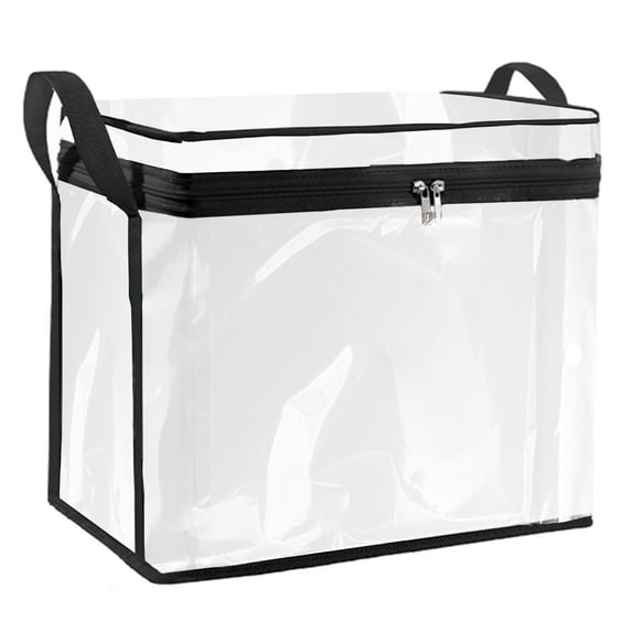 Beautynvta Clear Book Storage Bag, Plastic Foldable Comic Storage Bag with Lid and Handles, Waterproof and Dustproof, 6.7''x9''x9''