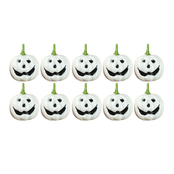 Beautynvta 10 Pcs Halloween Mini Pumpkin Toys, Plastic Artificial Ghost Pumpkin Decoration, Mini Fake Pumpkins Gifts for Halloween Harvest Thanksgiving Party, White