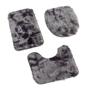 Beautynvta Clearance 3Pcs Bathroom Rug Set Includes Bath Rug, Contour Mat and Toilet Lid Cover, Machine Washable Soft Non-Slip Bathtub Carpet and Absorbent Bath Mat, Gray