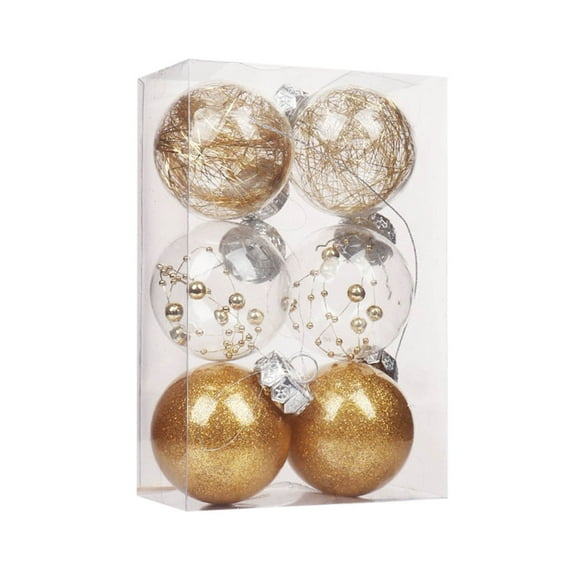 Beautynvta 60MM Christmas Balls Ornaments Set of 6, Shatterproof Reusable Plastic Christmas Tree Ball Decoration, Hanging Ball Pendant for Xmas Window Outdoor Garden Decor, Gold