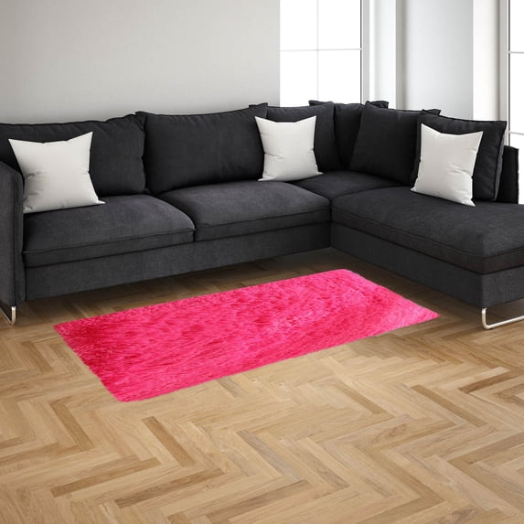 Beautynvta Area Rugs, Soft High Fluff Carpet Floor Rug, Plush Rug for Bedroom Living Room Home Entrance Bedside Dorm Decor, 63" x 19.7", Hot Pink