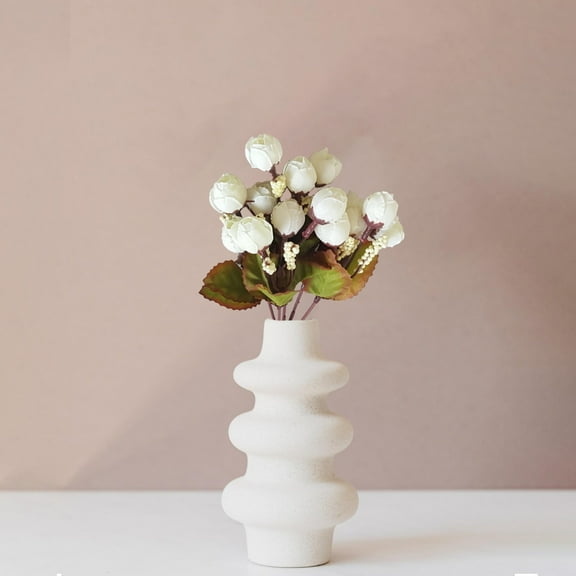 Beautynvta Artificial Flower Bud Bouquets, Plastic Simulated Flower Bouquet, Fake Flower Bouquets for Photography Ceremony Spring Home Decor Gifts, 8.7", White