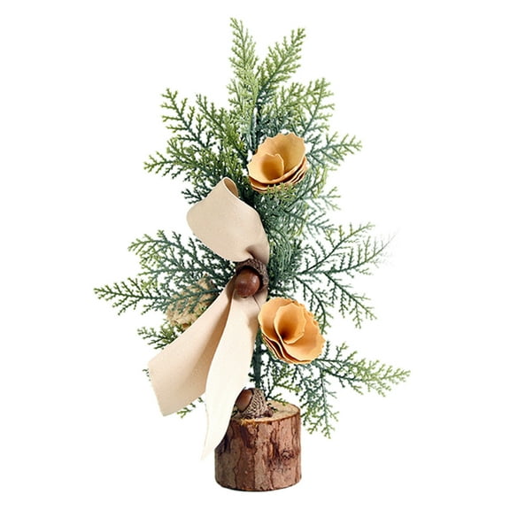 Beautynvta Artificial Mini Christmas Tree Ornaments, Tabletop Christmas Tree with Simulation Pinecones for Miniature Scenes, Christmas Party Home Decor, 12.2 Inch, Brown