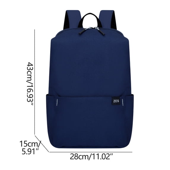 Beautynvta Backpack for School, Solid Color School Bag with Strong Load-Bearing Capacity, Adult Lightweight Backpack for Travel Hiking, 11" x 5.9" x 17", Dark Blue