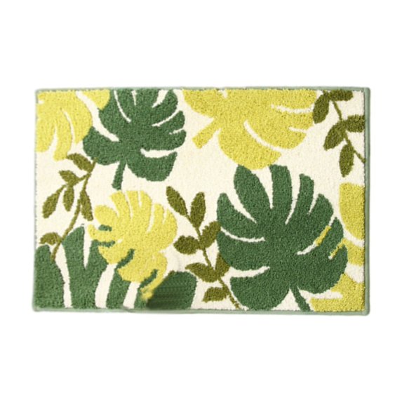 Beautynvta Bathroom Rugs, Leaf Plant Print Floor Mat, Non-Slip Thick Water Absorbing Multi-Purpose Door Mat Floor Carpet for Kitchen, Bedroom, Bathroom, Balcony, 15.7" x 23.6"