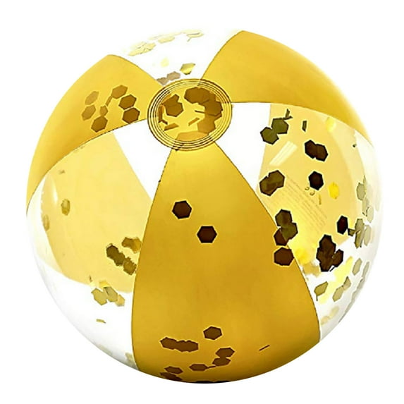Beautynvta Beach Balls, 15.8" Inflatable Clear Glitter Beach Balls with Sequin, Transparent Swimming Pool Toys Party Ball for Beach, Pool and Party Favor, Gold