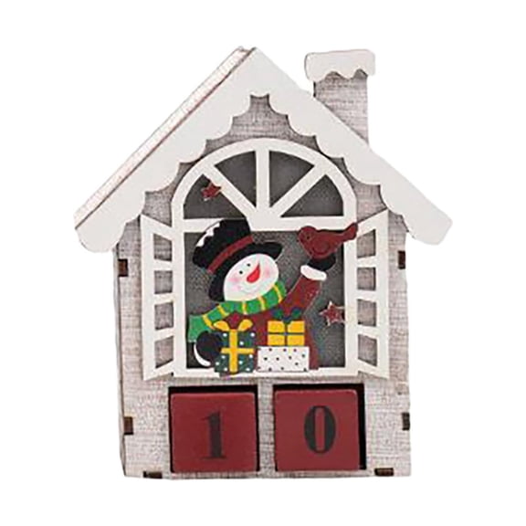 Beautynvta Christmas Countdown Calendar, 25 Days Wooden Tabletop Calendar Blocks, Desk Christmas Calendar Decoration with LED Light for Home Office, 4.5" x 5.3", Beige