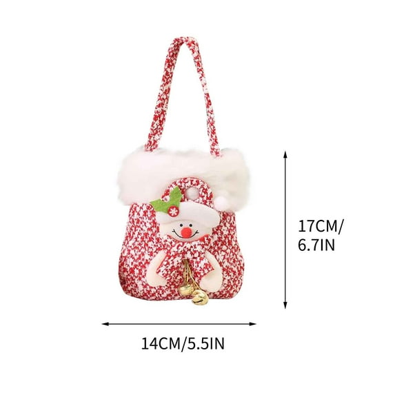 Beautynvta Christmas Gift Bags, Christmas Doll Tote Bags, Reusable Goody Candy Gifts Bag for Holiday Party Supplies Decor, 6.7" x 5.5", Pink